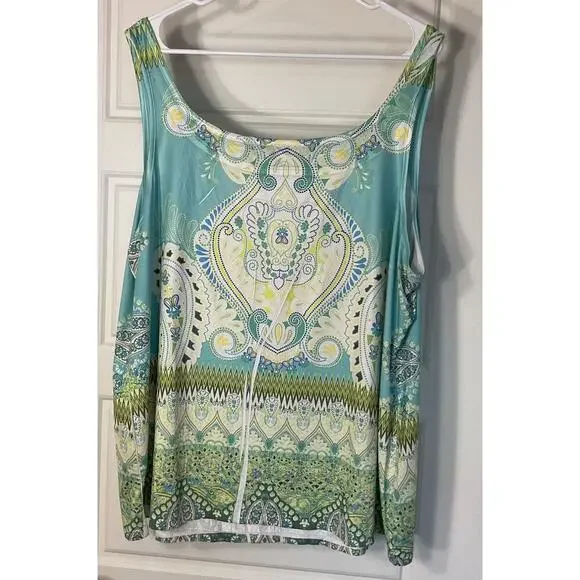 Cato Teal Sleeveless Subliminal Tank W/ Matching Handkerchief Poncho Plus 22/24 - Picture 5 of 11